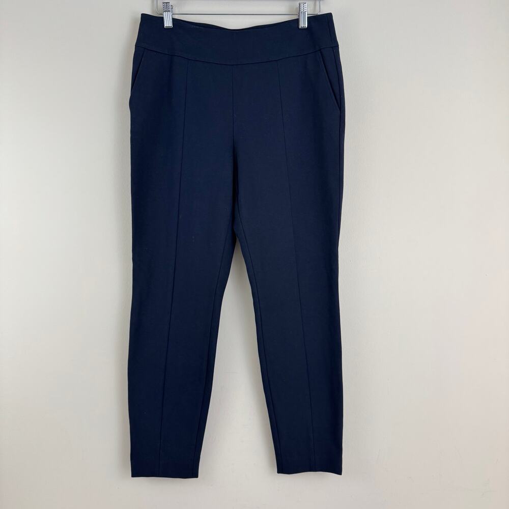 Lafayette 148 Pants Women's L Navy Blue Pull On Ponte Knit Elastic Waist Classic